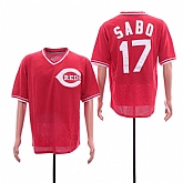 Reds 17 Chris Sabo Red Throwback BP Mesh Jersey Sguo,baseball caps,new era cap wholesale,wholesale hats